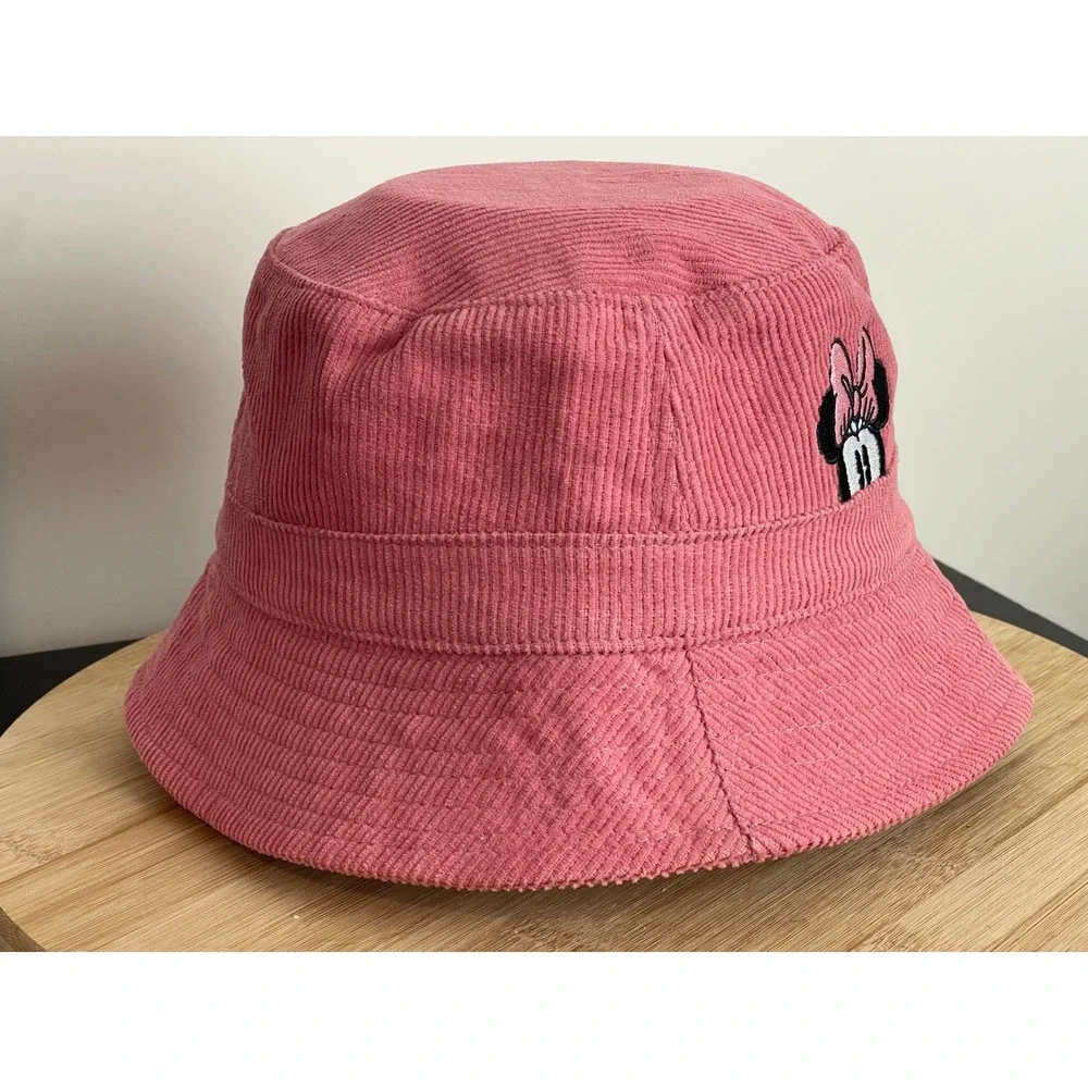 00420 - Disney Minnie Mouse Mauve/Pink‎ Corduroy Bucket Hat Kids S/M Embroidered